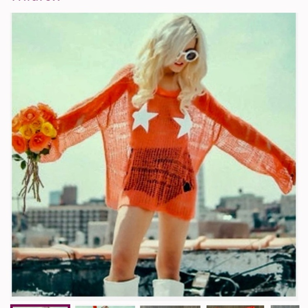 Wildfox sequin Superstar star bra distressed oversized sweater rare White Label